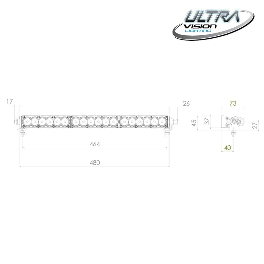 Raptor 90 LED 20.5″ Light Bar Number Plate Kit Ultra Vision Lighting